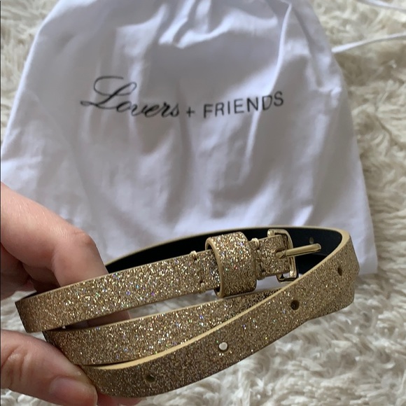 Lovers + Friends Accessories - Lovers + FRIENDS Thin Gold Glitter Belt